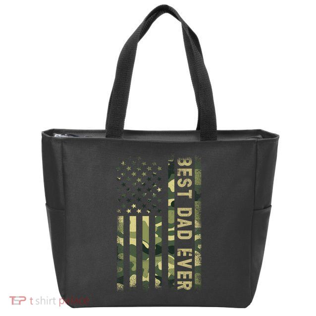 Best Military Dad Ever American Flag Fathers Day Zip Tote Bag