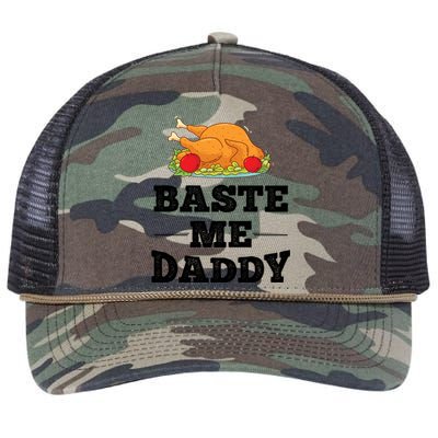 Baste Me Daddy Turkey Funny Thanksgiving Funny Gift Cute Gift Retro Rope Trucker Hat Cap