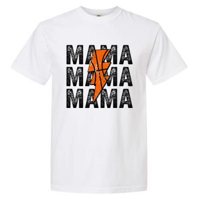 Basketball Mama Distressed Lightning Bolt Mom Garment-Dyed Heavyweight T-Shirt