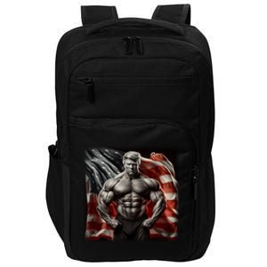 Buff Muscle Donald Trump American Flag Illustration Proud Funny Gift Impact Tech Backpack