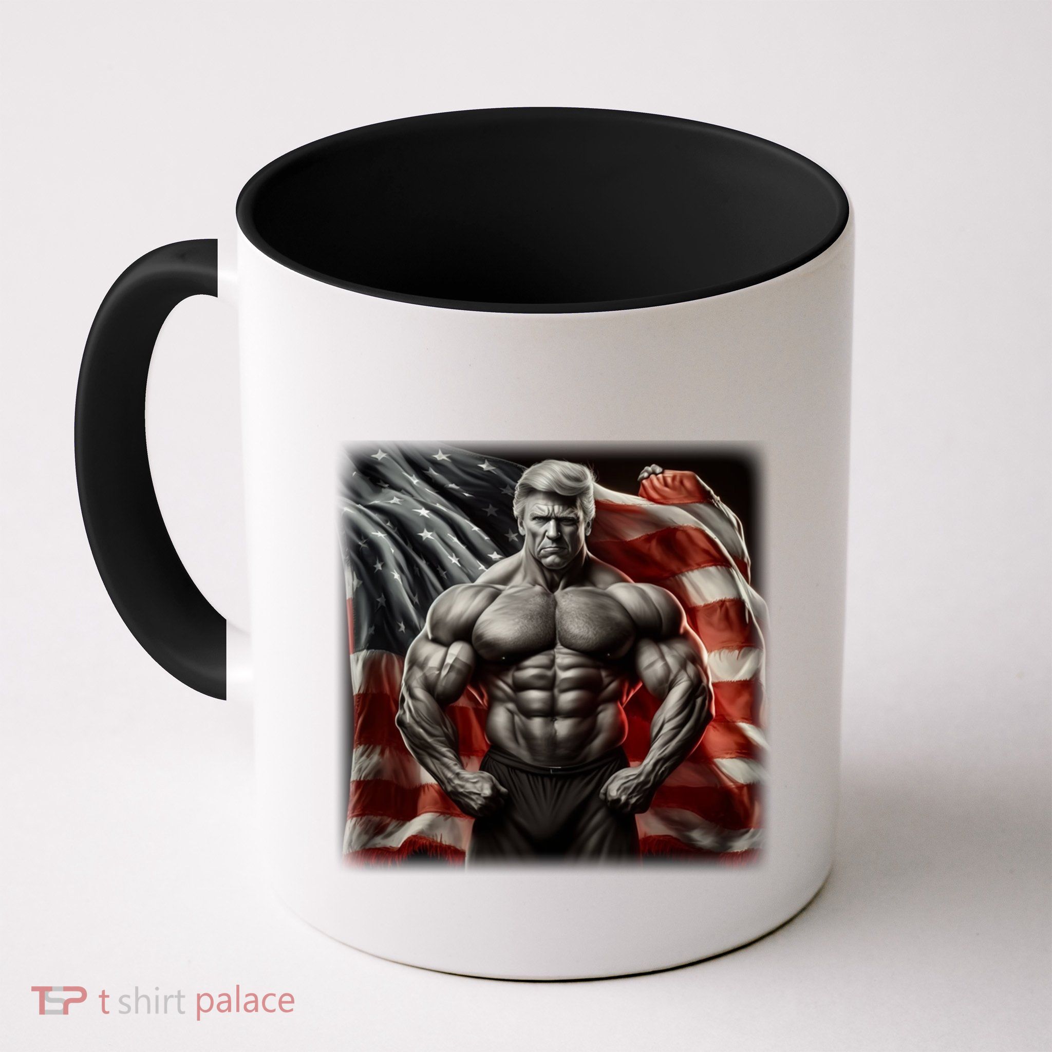 Buff Muscle Donald Trump American Flag Illustration Proud Funny Gift Mug