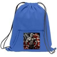 Buff Muscle Donald Trump American Flag Illustration Proud Funny Gift Sweatshirt Cinch Pack Bag