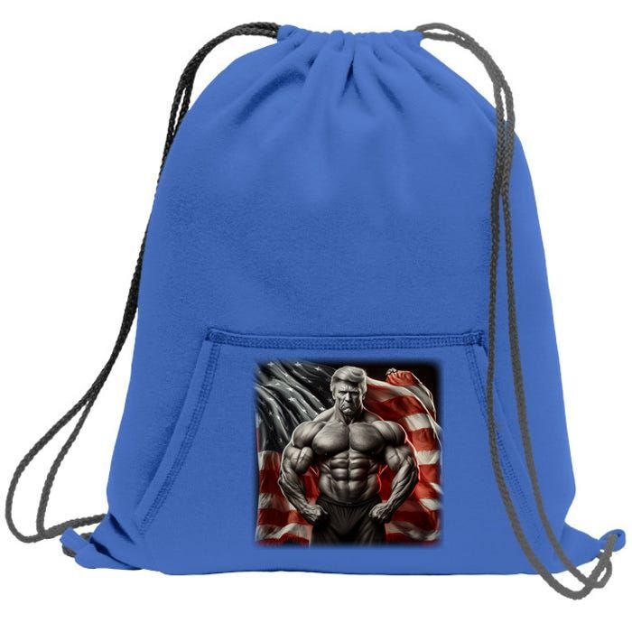 Buff Muscle Donald Trump American Flag Illustration Proud Funny Gift Sweatshirt Cinch Pack Bag