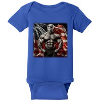 Buff Muscle Donald Trump American Flag Illustration Proud Funny Gift Baby Bodysuit