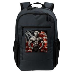 Buff Muscle Donald Trump American Flag Illustration Proud Funny Gift Daily Commute Backpack