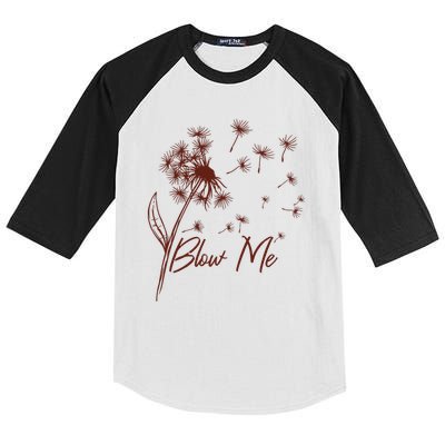 Blow Me Dandelion Funny Kids Colorblock Raglan Jersey
