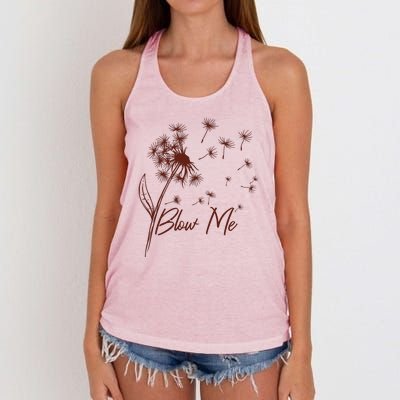 Blow Me Dandelion Funny Women's Knotted Racerback Tank