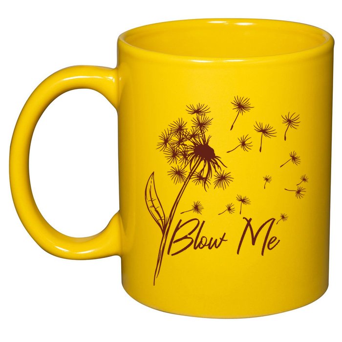 Blow Me Dandelion Funny 11oz C Handle Ceramic Mug