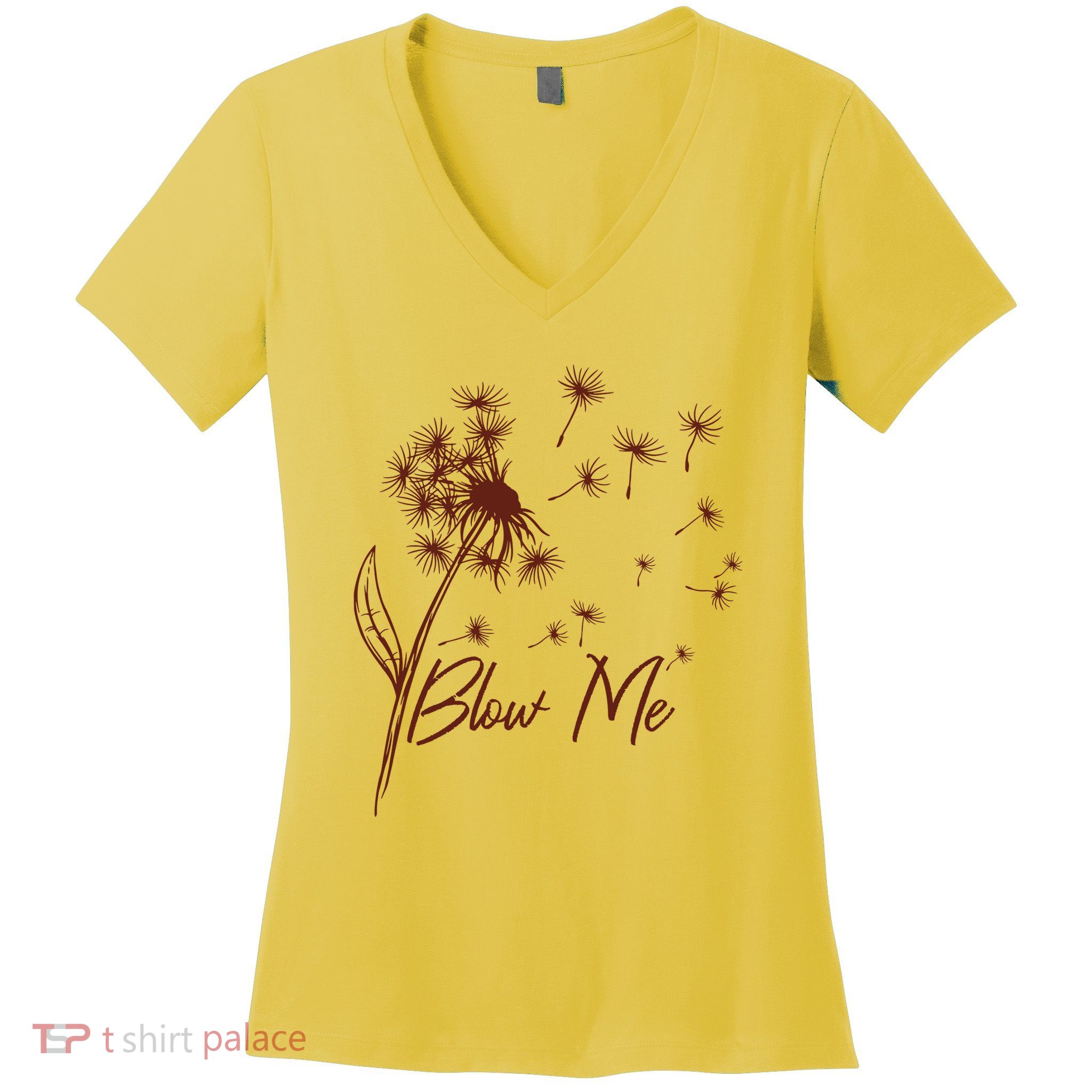 Blow Me Dandelion Funny Women's V-Neck T-Shirt