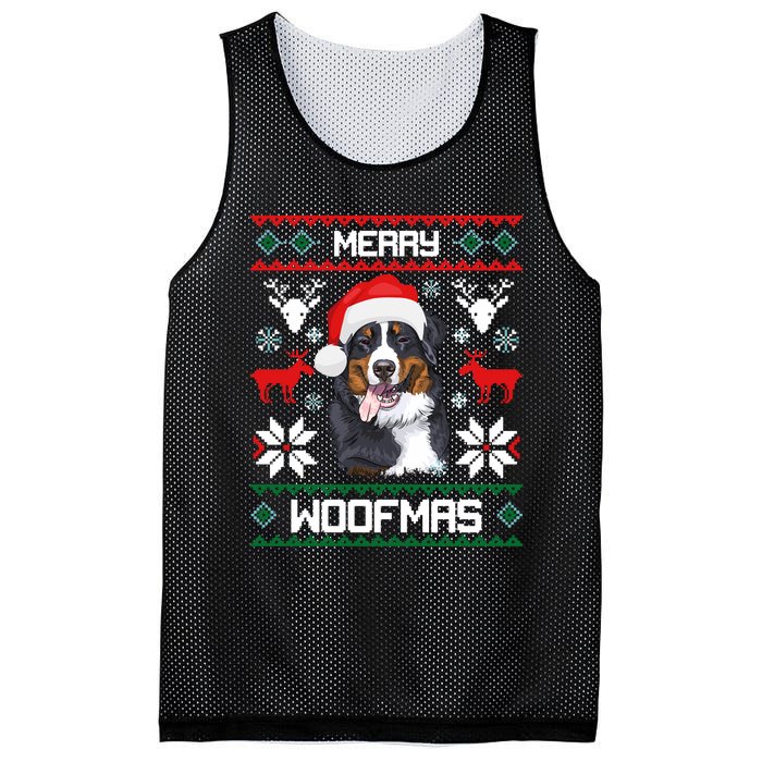 Bernese Mountain Dog Gift For Merry Christmas Woofmas Berner Mesh Reversible Basketball Jersey Tank