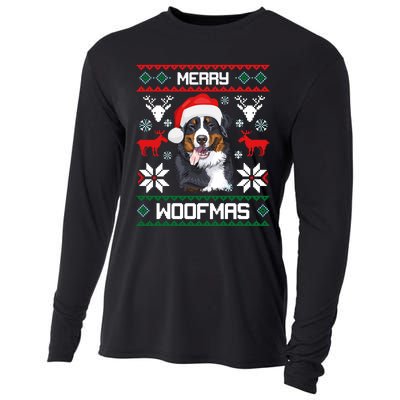 Bernese Mountain Dog Gift For Merry Christmas Woofmas Berner Cooling Performance Long Sleeve Crew