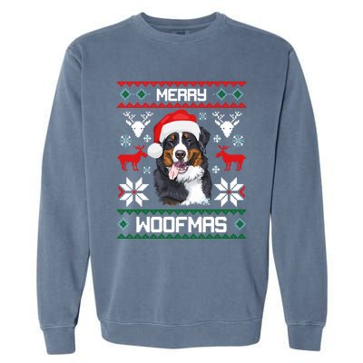 Bernese Mountain Dog Gift For Merry Christmas Woofmas Berner Garment-Dyed Sweatshirt