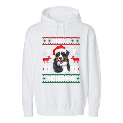 Bernese Mountain Dog Gift For Merry Christmas Woofmas Berner Garment-Dyed Fleece Hoodie