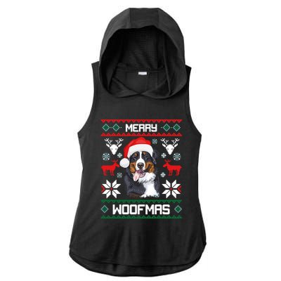 Bernese Mountain Dog Gift For Merry Christmas Woofmas Berner Ladies PosiCharge Tri-Blend Wicking Draft Hoodie Tank