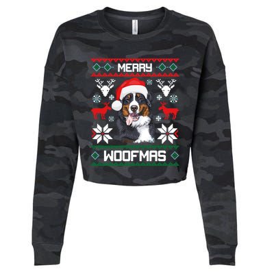 Bernese Mountain Dog Gift For Merry Christmas Woofmas Berner Cropped Pullover Crew