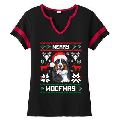 Bernese Mountain Dog Gift For Merry Christmas Woofmas Berner Ladies Halftime Notch Neck Tee