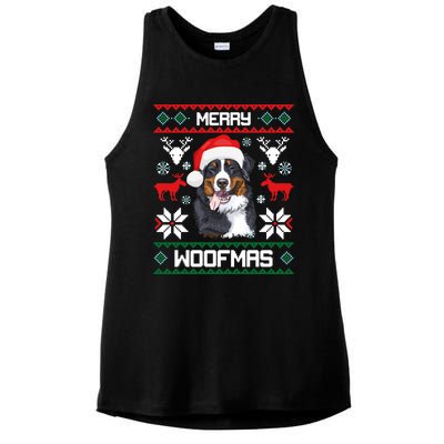 Bernese Mountain Dog Gift For Merry Christmas Woofmas Berner Ladies PosiCharge Tri-Blend Wicking Tank