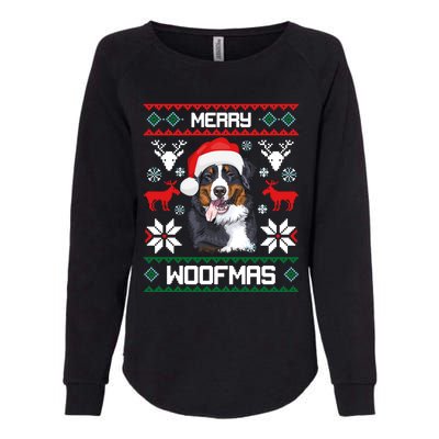 Bernese Mountain Dog Gift For Merry Christmas Woofmas Berner Womens California Wash Sweatshirt