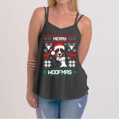 Bernese Mountain Dog Gift For Merry Christmas Woofmas Berner Women's Strappy Tank