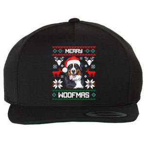 Bernese Mountain Dog Gift For Merry Christmas Woofmas Berner Wool Snapback Cap