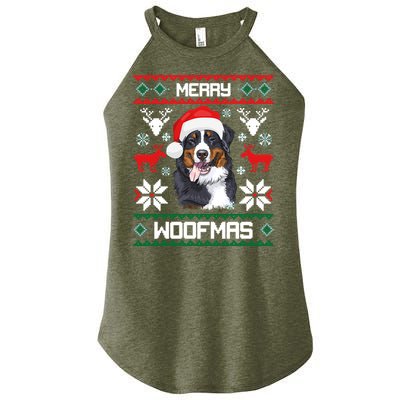 Bernese Mountain Dog Gift For Merry Christmas Woofmas Berner Women's Perfect Tri Rocker Tank