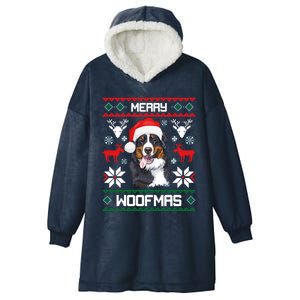 Bernese Mountain Dog Gift For Merry Christmas Woofmas Berner Hooded Wearable Blanket