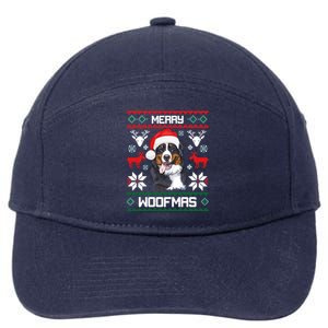 Bernese Mountain Dog Gift For Merry Christmas Woofmas Berner 7-Panel Snapback Hat