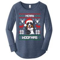 Bernese Mountain Dog Gift For Merry Christmas Woofmas Berner Women's Perfect Tri Tunic Long Sleeve Shirt