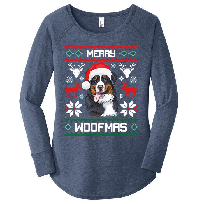 Bernese Mountain Dog Gift For Merry Christmas Woofmas Berner Women's Perfect Tri Tunic Long Sleeve Shirt