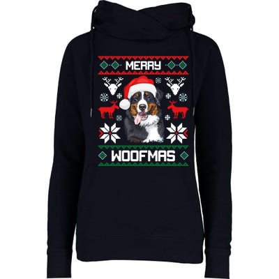 Bernese Mountain Dog Gift For Merry Christmas Woofmas Berner Womens Funnel Neck Pullover Hood