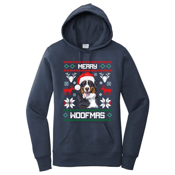 Bernese Mountain Dog Gift For Merry Christmas Woofmas Berner Women's Pullover Hoodie