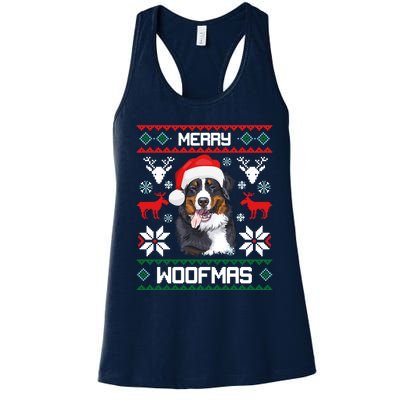 Bernese Mountain Dog Gift For Merry Christmas Woofmas Berner Women's Racerback Tank