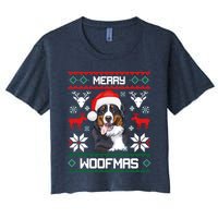 Bernese Mountain Dog Gift For Merry Christmas Woofmas Berner Women's Crop Top Tee