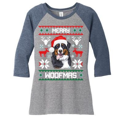 Bernese Mountain Dog Gift For Merry Christmas Woofmas Berner Women's Tri-Blend 3/4-Sleeve Raglan Shirt