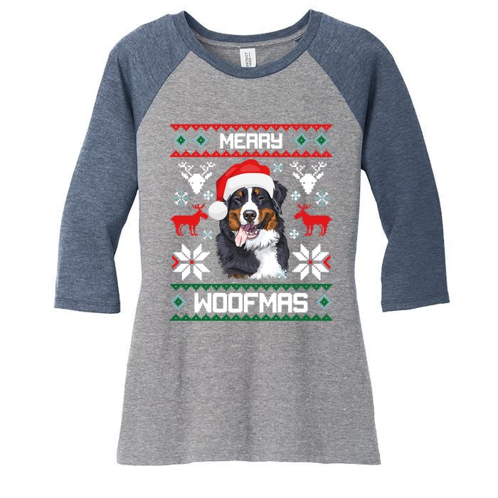 Bernese Mountain Dog Gift For Merry Christmas Woofmas Berner Women's Tri-Blend 3/4-Sleeve Raglan Shirt