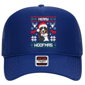 Bernese Mountain Dog Gift For Merry Christmas Woofmas Berner High Crown Mesh Back Trucker Hat