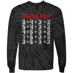 Baseball Math Double Play Kids Tie-Dye Long Sleeve Shirt