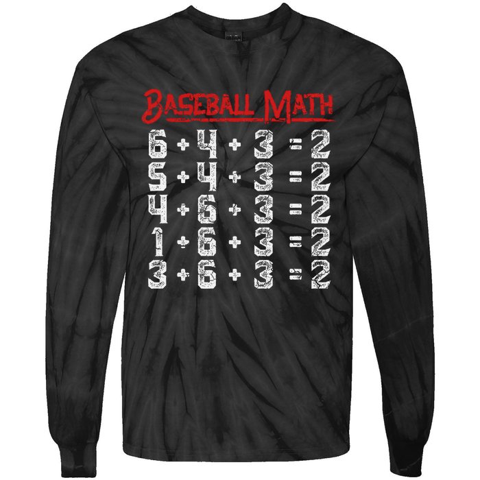 Baseball Math Double Play Kids Tie-Dye Long Sleeve Shirt