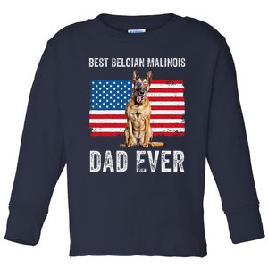 Belgian Malinois Dad American Flag Belgian Shepherd Dog Dad Toddler Long Sleeve Shirt