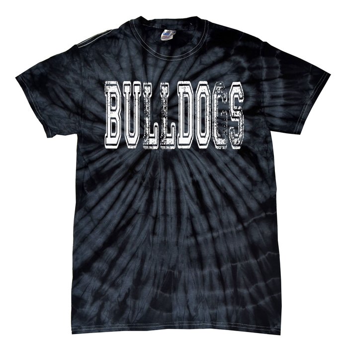 Bulldogs Mascot Distressed Vintage School Sports Name Fan Tie-Dye T-Shirt