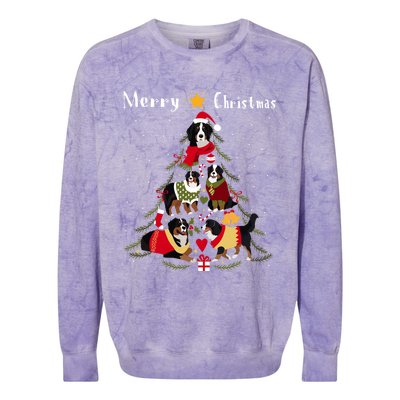 Bernese Mountain Dog Christmas Tree Xmas Gift Colorblast Crewneck Sweatshirt