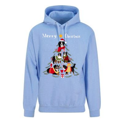 Bernese Mountain Dog Christmas Tree Xmas Gift Unisex Surf Hoodie