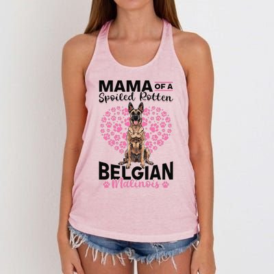 Belgian Malinois Dog Breed Mama Of A Spoiled Rotten Belgian Cute Women's Knotted Racerback Tank