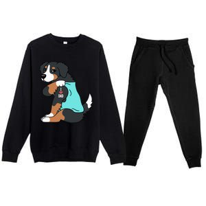 Bernese Mountain Dog I Love Dad Funny Dog Premium Crewneck Sweatsuit Set