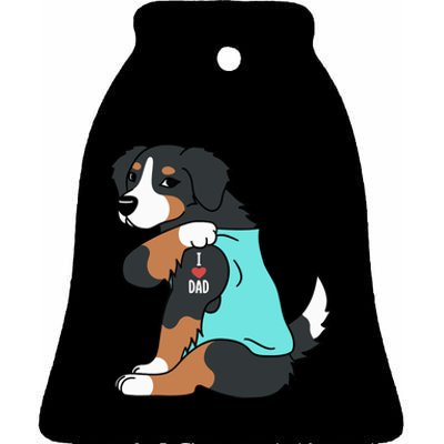 Bernese Mountain Dog I Love Dad Funny Dog Ceramic Bell Ornament