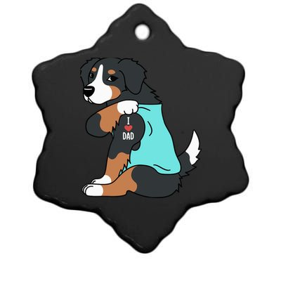 Bernese Mountain Dog I Love Dad Funny Dog Ceramic Star Ornament