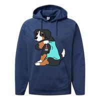 Bernese Mountain Dog I Love Dad Funny Dog Performance Fleece Hoodie