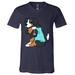 Bernese Mountain Dog I Love Dad Funny Dog V-Neck T-Shirt