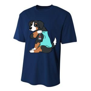 Bernese Mountain Dog I Love Dad Funny Dog Performance Sprint T-Shirt