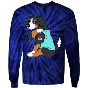 Bernese Mountain Dog I Love Dad Funny Dog Tie-Dye Long Sleeve Shirt